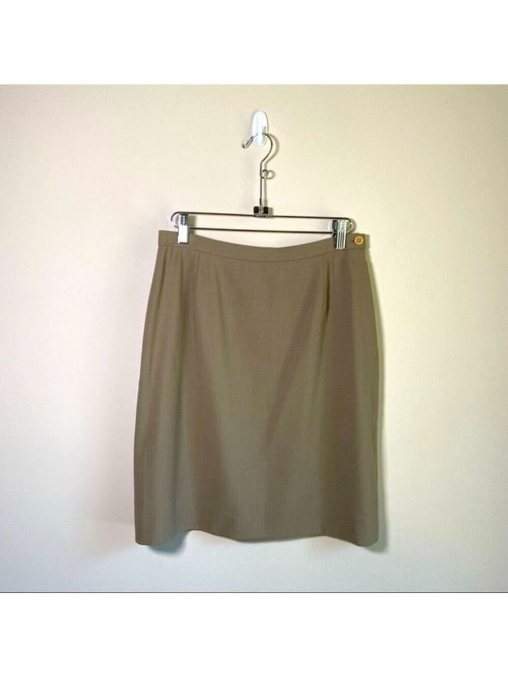 Giorgio Armani 90's Wool Pencil Mini Skirt Tan Medium